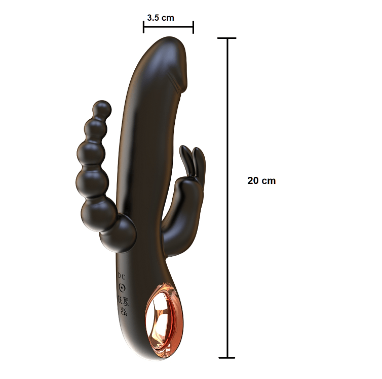 SMD Black Mamba, Rabbit Clitoral Stimulation, G Spot Vibrator & Anal Beads 3-in1 Realistic Vibrator Dildo, Black