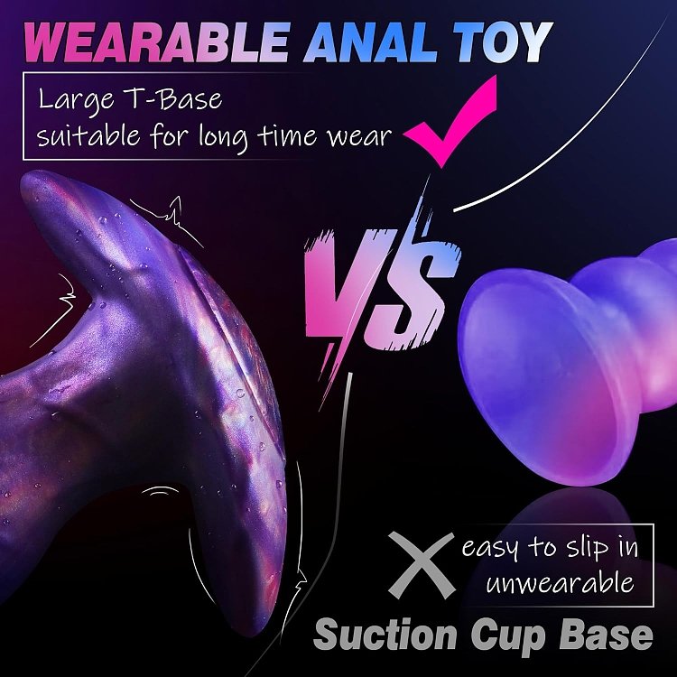 SMD Booty Bless, Realistic Silicone Anal Plug With Anchor T-Base, Πρωκτική Σφήνα Σιλικόνης, 14,5cm, Purple