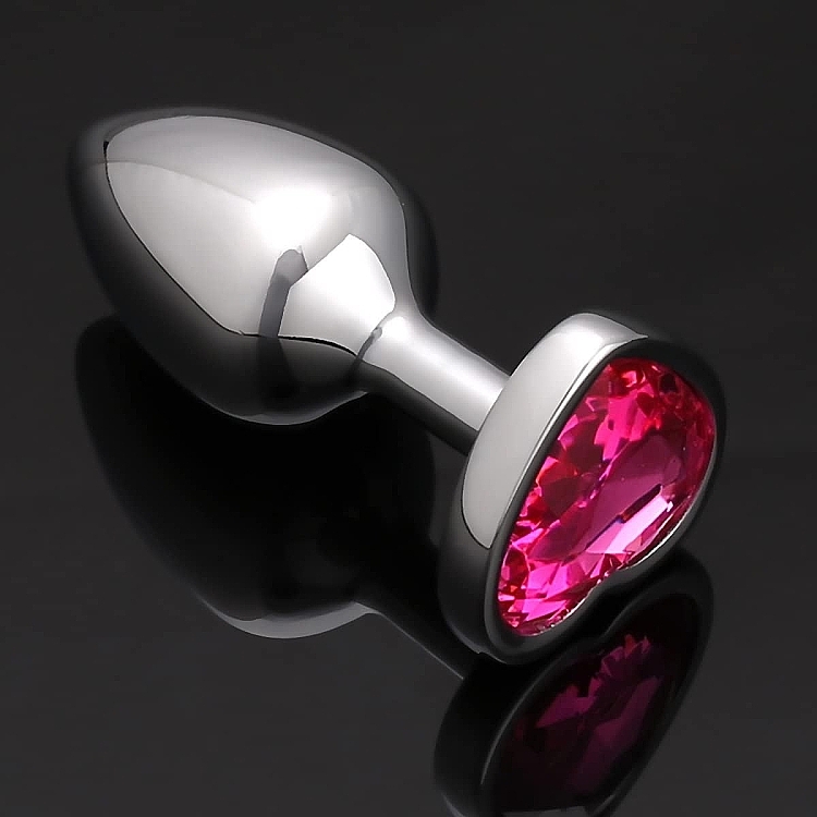 SMD Butt Plug, Πρωκτική Σφήνα L 9cm, Silver / Pink Heart