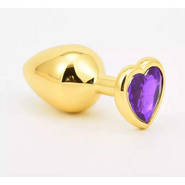 SMD Butt Plug, Πρωκτική Σφήνα S 7cm, Golden / Purple Heart