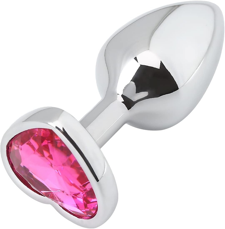 SMD Butt Plug, Πρωκτική Σφήνα L 9cm, Silver / Pink Heart