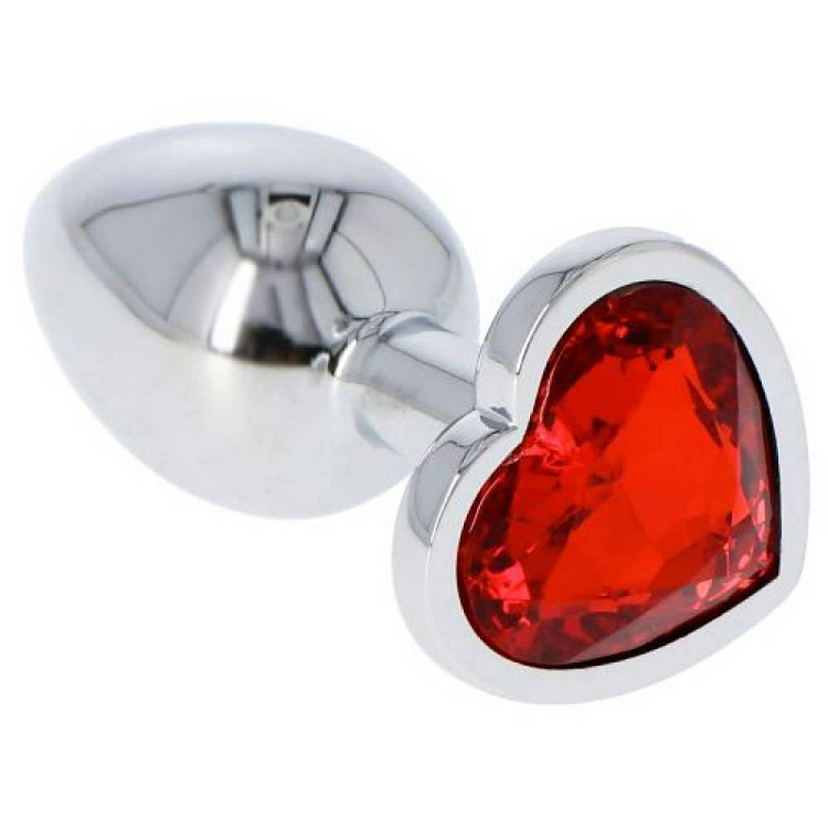SMD Butt Plug, Πρωκτική Σφήνα S 7cm, Silver / Red Heart
