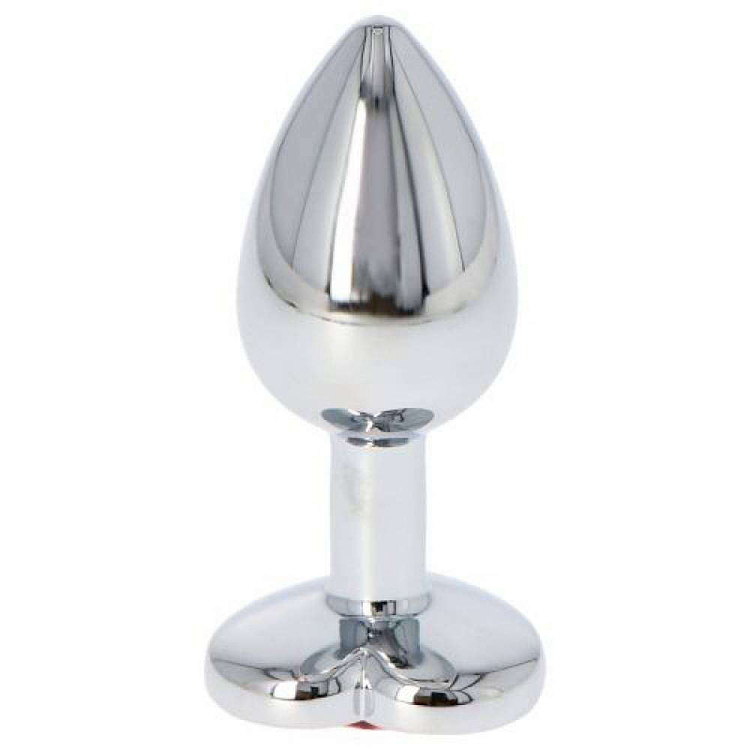 SMD Butt Plug, Πρωκτική Σφήνα S 7cm, Silver / Red Heart
