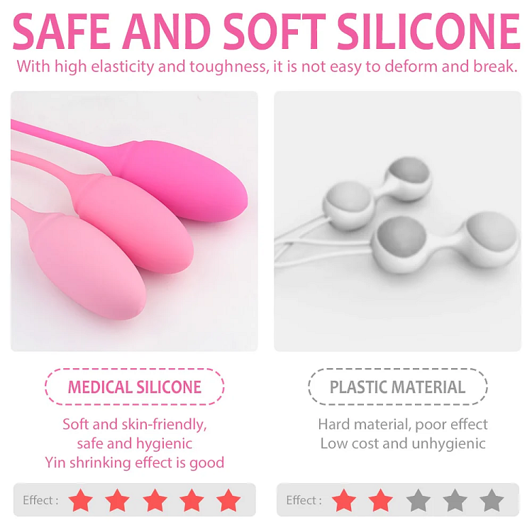 SMD Elysia, Silicone Kegel Training Balls, Κολπικές Μπάλες Εκγύμνασης από Σιλικόνη, Σετ των 3, Blush Pink