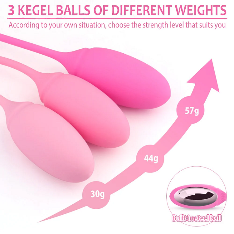 SMD Elysia, Silicone Kegel Training Balls, Κολπικές Μπάλες Εκγύμνασης από Σιλικόνη, Σετ των 3, Blush Pink