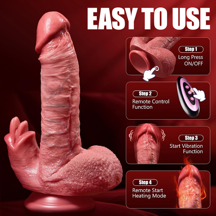 SMD Equalizer, Realistic Vibrator Dildo 23cm με Licking, Thrusting & Heating Function, Extra Thickness, Flesh