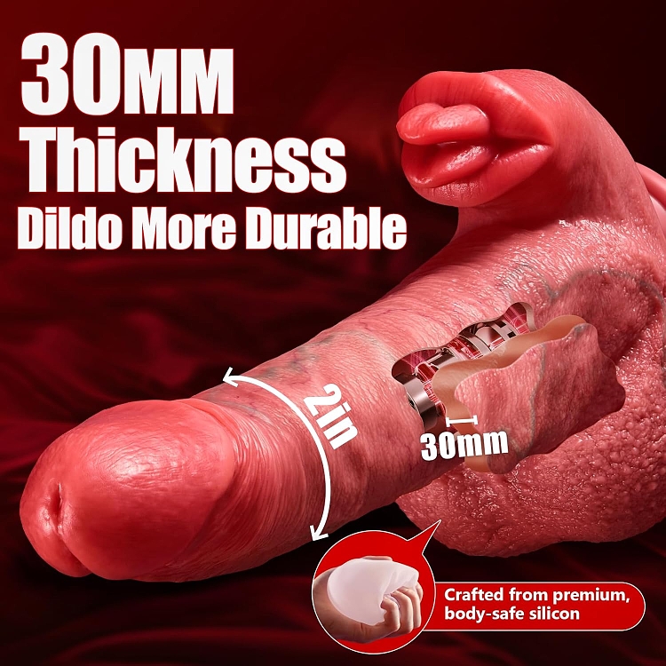 SMD Equalizer, Realistic Vibrator Dildo 23cm με Licking, Thrusting & Heating Function, Extra Thickness, Flesh