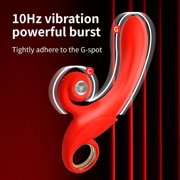 SMD Fantasy, Clitoral Rabbit Vibrator, Dual Stimualtion, Silicone, 10 Vibration Modes, Whisper-Quiet, Red