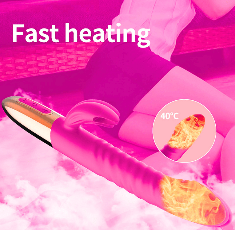 SMD Fullfiller X, 2-in-1 Thrusting Rabbit Vibrator With Heating Function, 5 Thrusting & 10 Vibrating Modes, Pink