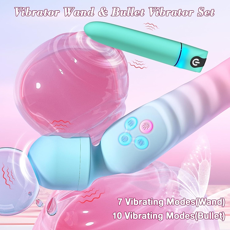 SMD Jackpot, Wireless Clitoral Vibrator & Dildo with Heating Mode 2-in1 Set with Bullet Vibrator, Celestial Pink