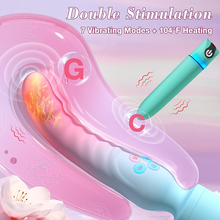 SMD Jackpot, Wireless Clitoral Vibrator & Dildo with Heating Mode 2-in1 Set with Bullet Vibrator, Celestial Pink