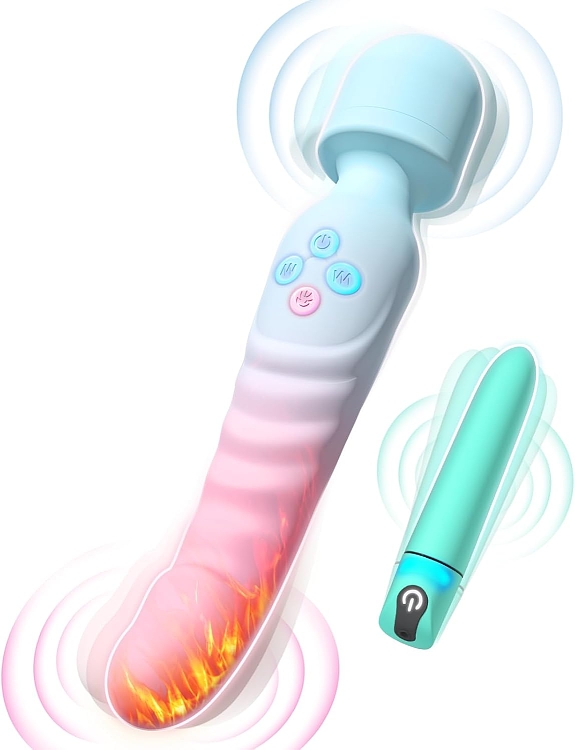 SMD Jackpot, Wireless Clitoral Vibrator & Dildo with Heating Mode 2-in1 Set with Bullet Vibrator, Celestial Pink