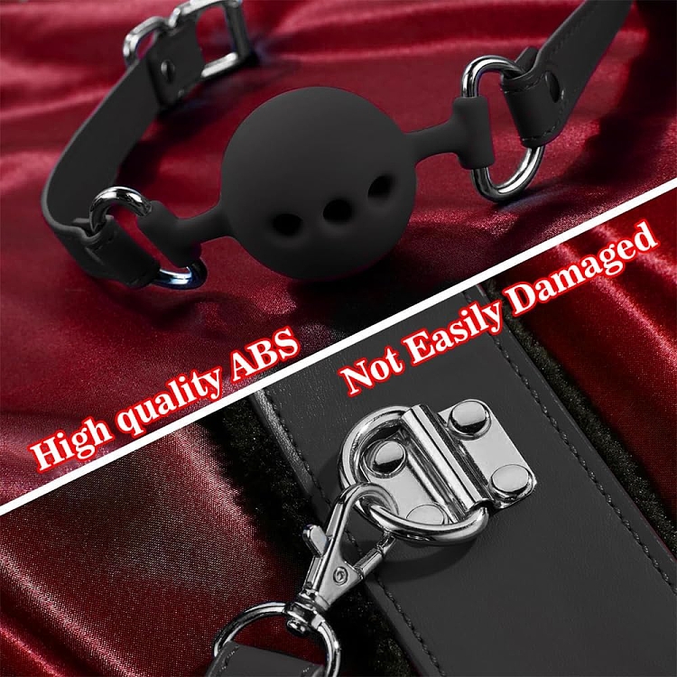 SMD Liaison Erotique, Full BDSM Bondage Restrain Gear, Complete BDSM Set with 12 Accessories, Black/Red
