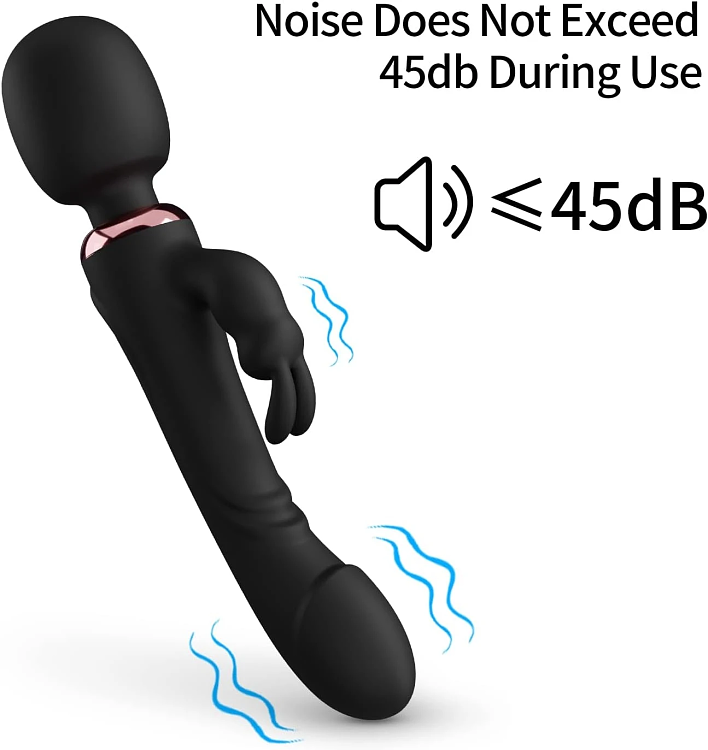 SMD LimitLess Wand Vibrator, 3-in1 Rabbit Ασύρματος Κλειτοριδικός δονητής & Realistic Dildo, Black