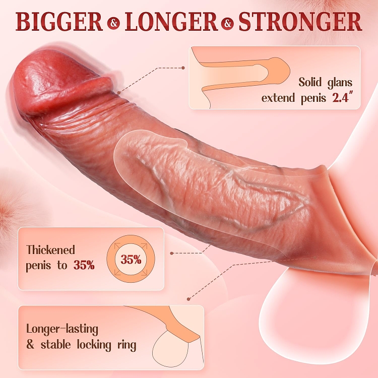 SMD Payton, Penis Sleeve Extender & App Vibrator, Penis Extension and Vibrator with APP, via Bluetooth, Flesh