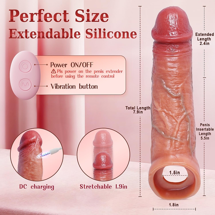 SMD Payton, Penis Sleeve Extender & App Vibrator, Penis Extension and Vibrator with APP, via Bluetooth, Flesh