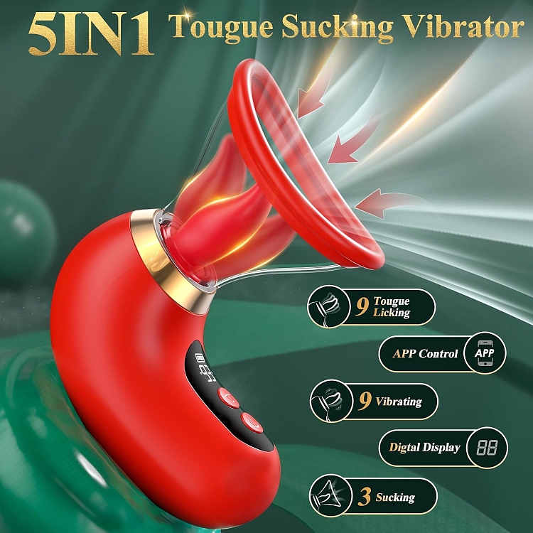 SMD Red Velvet, Clitoral Sucking and Licking Vibrator with APP, Clitoral Sucker with Tongue