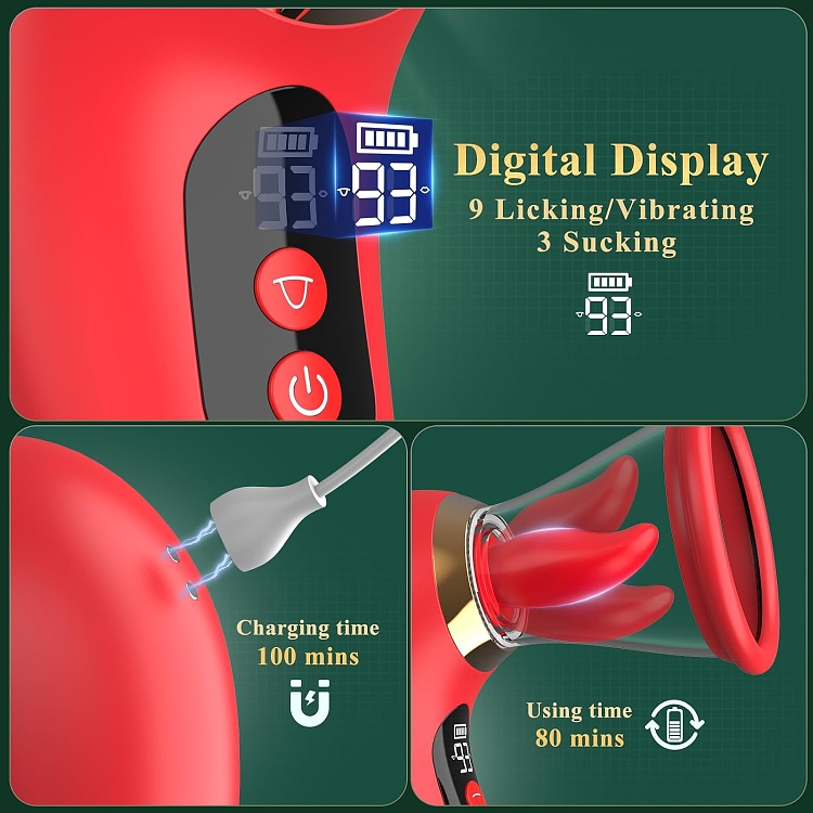 SMD Red Velvet, Clitoral Sucking and Licking Vibrator with APP, Clitoral Sucker with Tongue