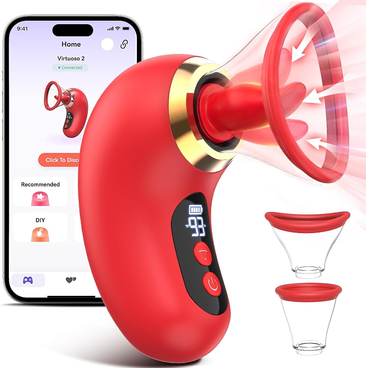 SMD Red Velvet, Clitoral Sucking and Licking Vibrator with APP, Clitoral Sucker with Tongue