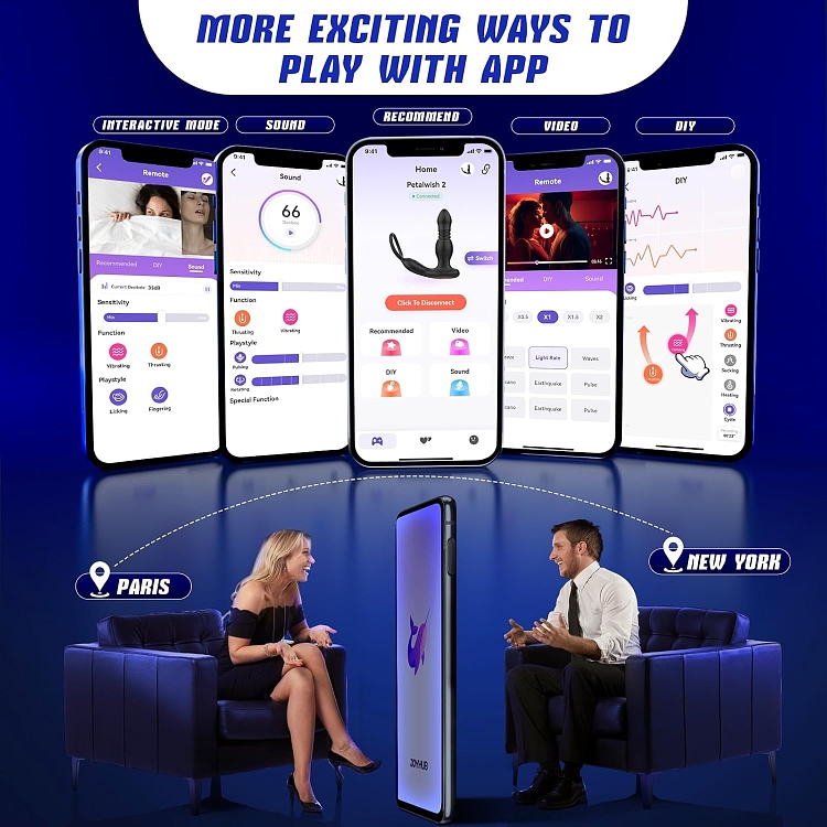 SMD Soyuz, Prostate Massager & Anal Vibrator with Cock Ring, Δονήτης Προστάτη με App, Black