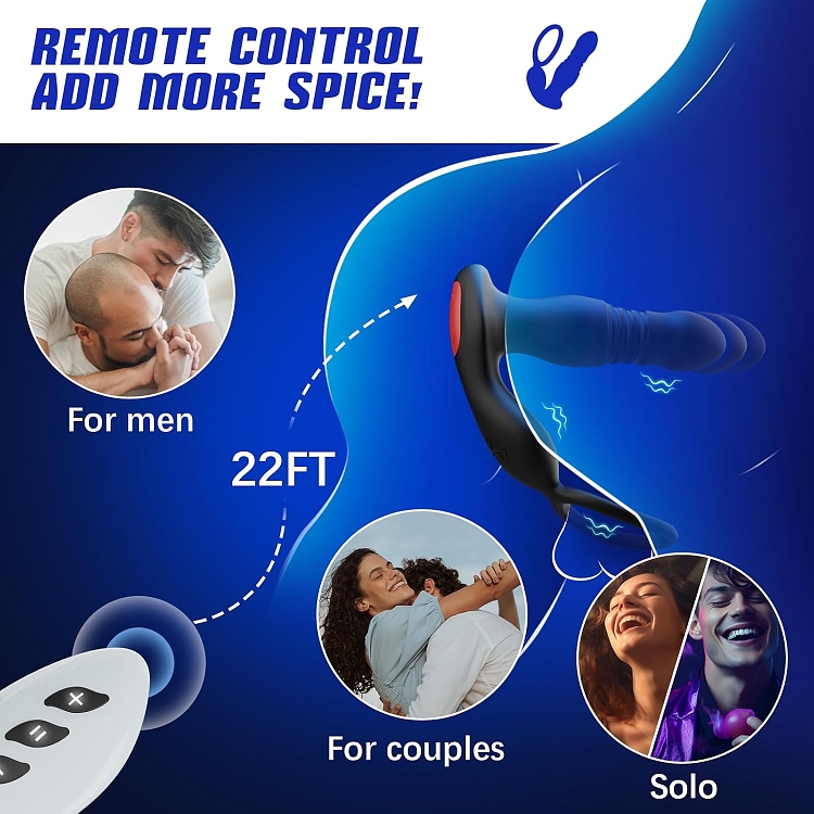 SMD Soyuz, Prostate Massager & Anal Vibrator with Cock Ring, Δονήτης Προστάτη με App, Black