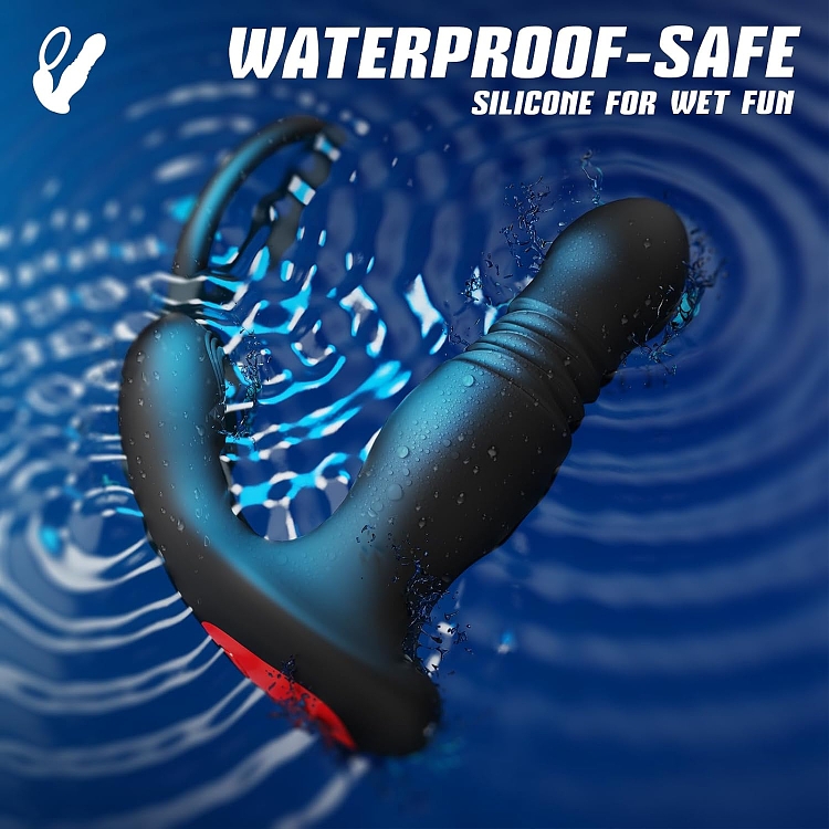 SMD Soyuz, Prostate Massager & Anal Vibrator with Cock Ring, Δονήτης Προστάτη με App, Black