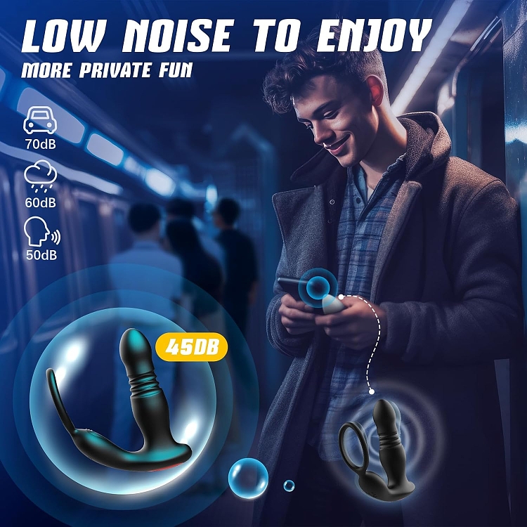 SMD Soyuz, Prostate Massager & Anal Vibrator with Cock Ring, Δονήτης Προστάτη με App, Black