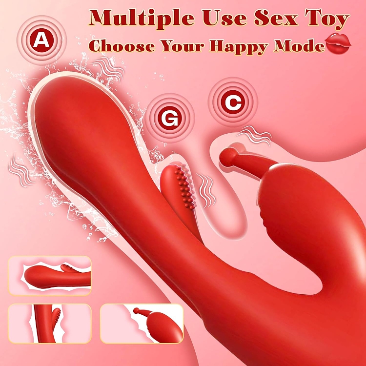 SMD Stellar Fantasy, Clitoral, Flapping and G Spot Vibrator 3-in1, Διπλός Δονητής με 7 Vibrating Modes, Red