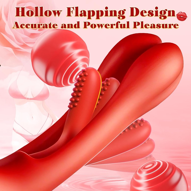 SMD Stellar Fantasy, Clitoral, Flapping and G Spot Vibrator 3-in1, Διπλός Δονητής με 7 Vibrating Modes, Red
