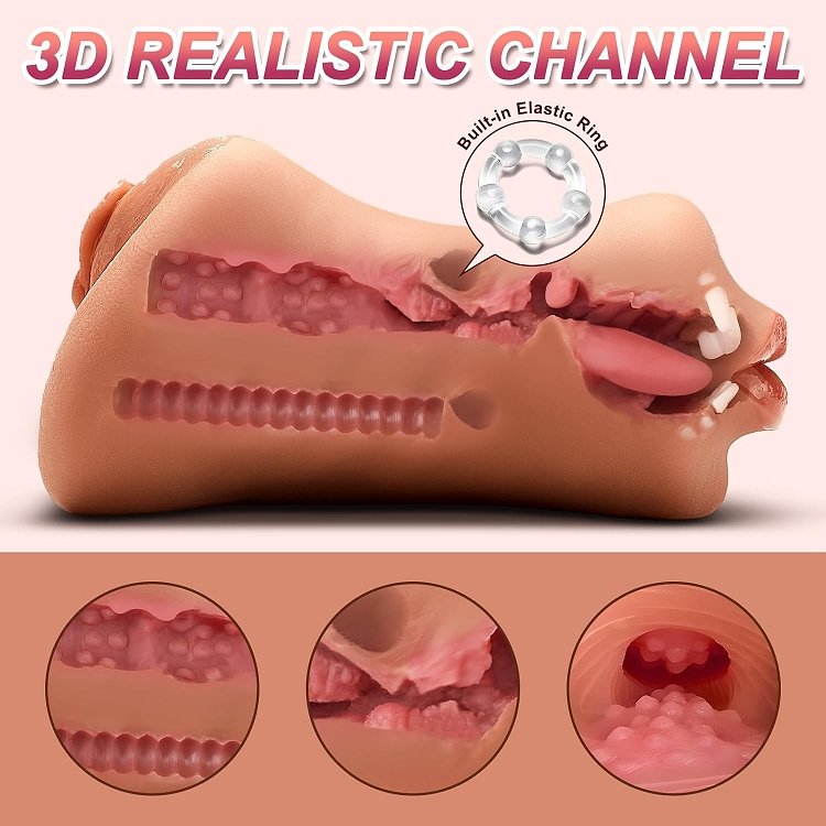 SMD Vixen Karen, 3-in-1 Masturbator with 3D Textured Realistic Pussy, Mouth & Ass, Tan Color