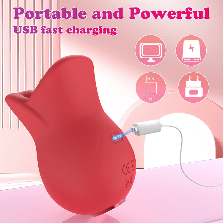 SMD Seductor 3-in-1 Oral Pleasure Pocket Lip Vibrator Stimulator, 10 Licking, Biting & Vibrating Modes, Red