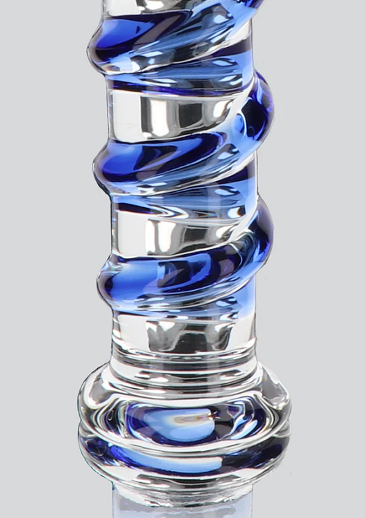 ToyJoy G-Spot Gemstone, Glass Dildo 18cm, Clear / Blue