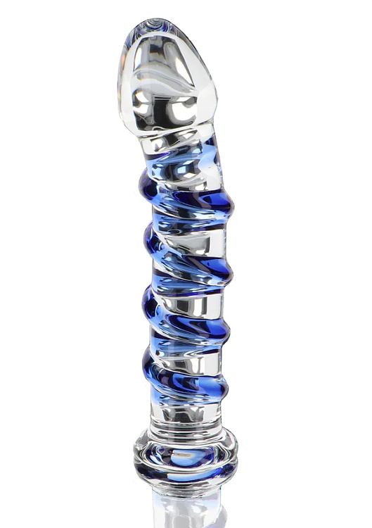 ToyJoy G-Spot Gemstone, Glass Dildo 18cm, Clear / Blue