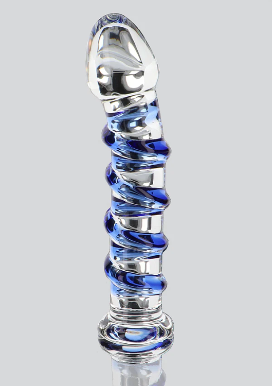 ToyJoy G-Spot Gemstone, Glass Dildo 18cm, Clear / Blue