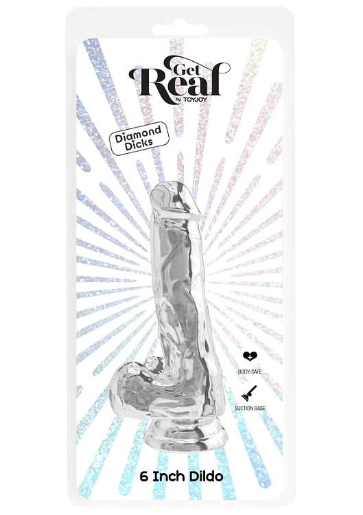 ToyJoy Get Real Clear Dildo, Transparent Penis with Suction Cup, TPE, 16 cm