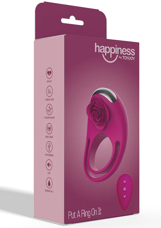 ToyJoy Put a Ring On It C-Ring Remote, Vibrating Cockring, Silicone Vibrating Penis Ring with Remote Control, Fuchsia