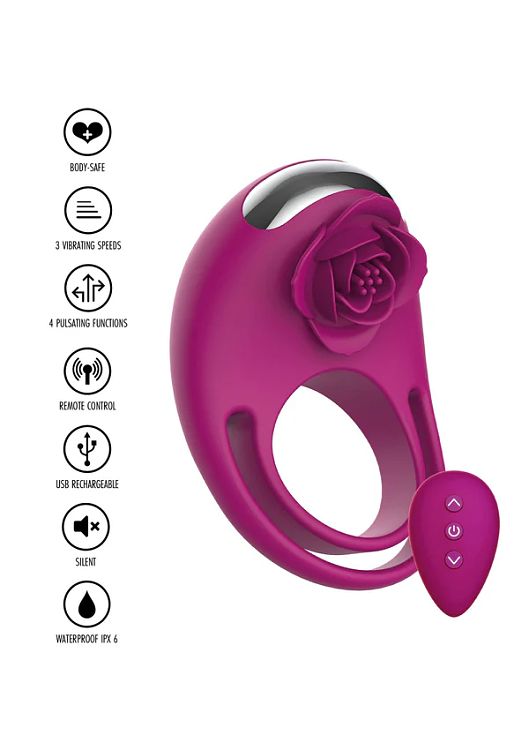 ToyJoy Put a Ring On It C-Ring Remote, Vibrating Cockring, Silicone Vibrating Penis Ring with Remote Control, Fuchsia