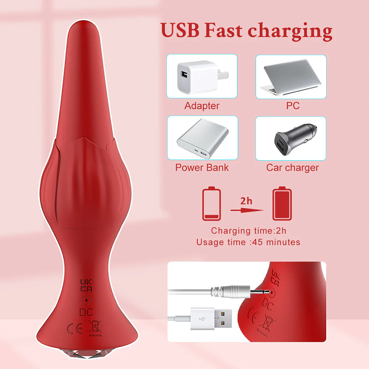 SMD The Smart Plug, App Controlled Butt Plug Vibrator, Πρωκτική Σφήνα με Δόνηση με Χειρισμό μέσω Κινητού & Remote, Red
