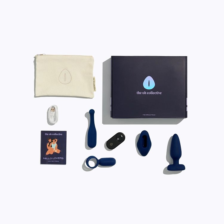 The Oh Collective Dream Team, Couples Sex Toy Set 4 Vibrators with 1 Remote Control & Cock Ring