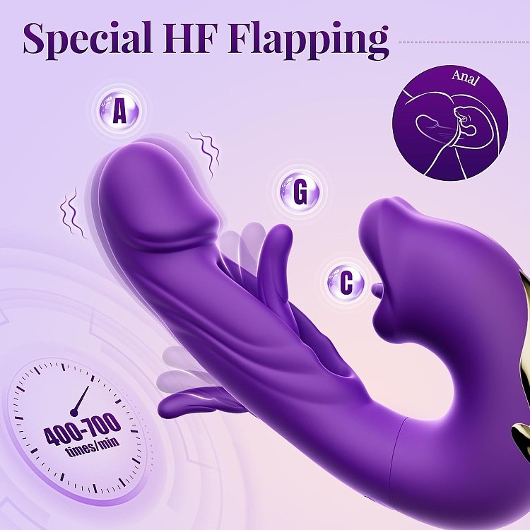SMD Multitasker X3 , Clitoral Licking, Flapping & G Spot Vibrator 3-in1, Πολυχρηστικός Δονητής με 9 Vibrating Modes, Purple