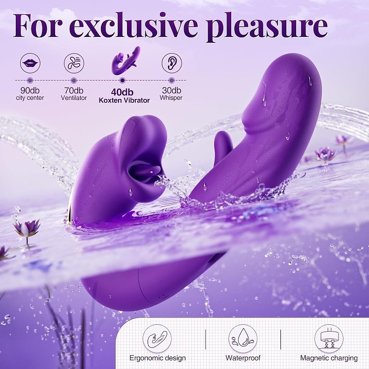 SMD Multitasker X3 , Clitoral Licking, Flapping & G Spot Vibrator 3-in1, Πολυχρηστικός Δονητής με 9 Vibrating Modes, Purple
