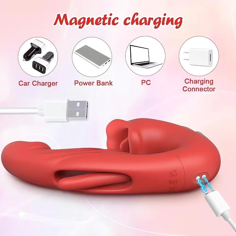 SMD Multitasker X3, Clitoral Licking, Flapping & G Spot Vibrator 3-in1 Πολυχρηστικός Δονητής με 9 Vibrating Modes, Red