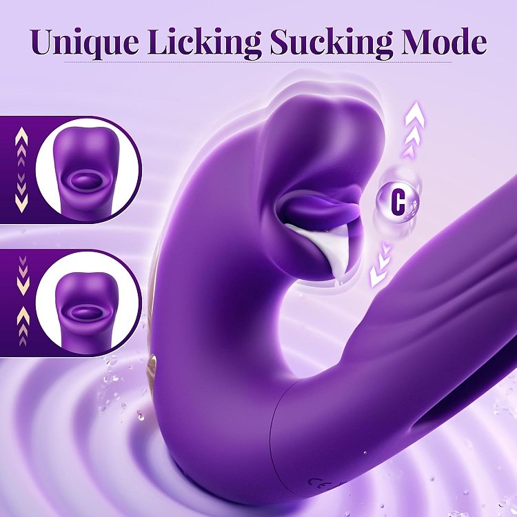 SMD Multitasker X3 , Clitoral Licking, Flapping & G Spot Vibrator 3-in1, Πολυχρηστικός Δονητής με 9 Vibrating Modes, Purple