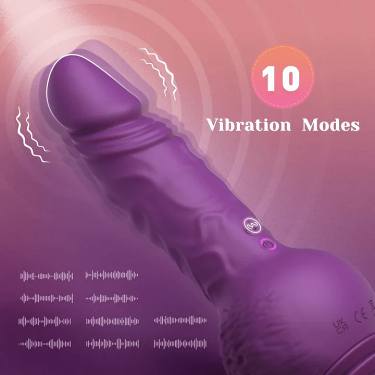 Tracy's Dog Drillme Thrusting Realistic Dildo Vibrator, 3 Bouncing & 10 Vibration Modes, Purple