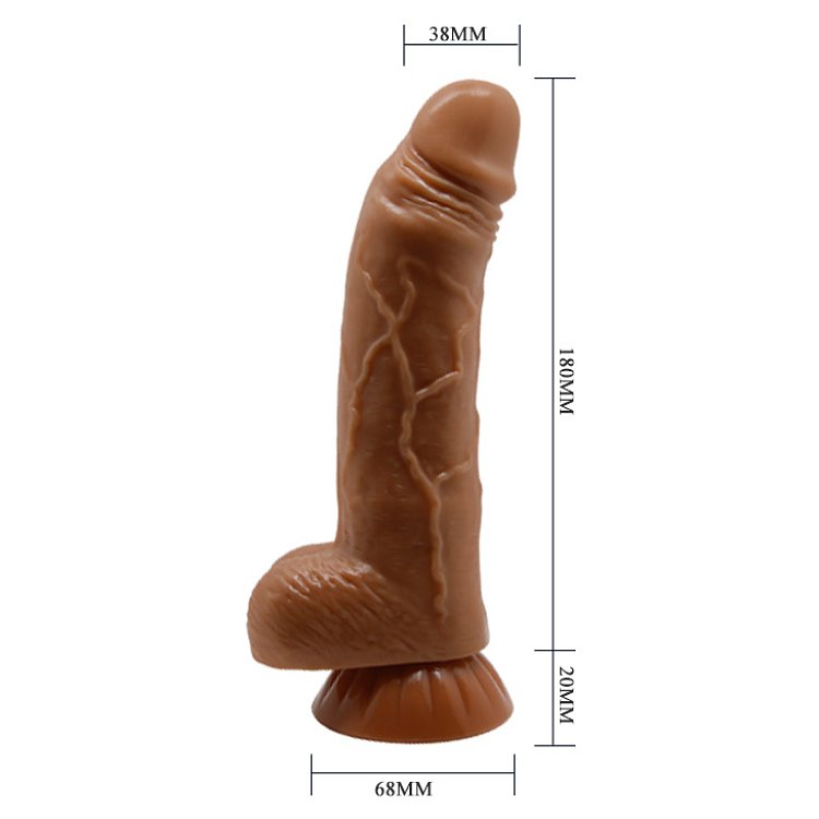 Baile Beautiful Angelo, Ρεαλιστικό Dildo με Όρχεις και Βεντούζα, 20cm, Flesh