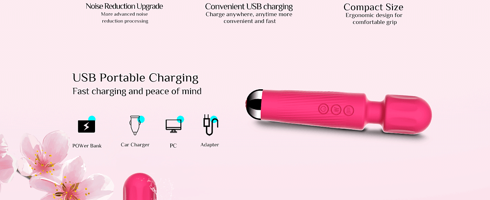 SMD Vibrator Wand, Ασύρματος Κλειτοριδικός δονητής, 20 Vibrations & 8 intensities, Pink