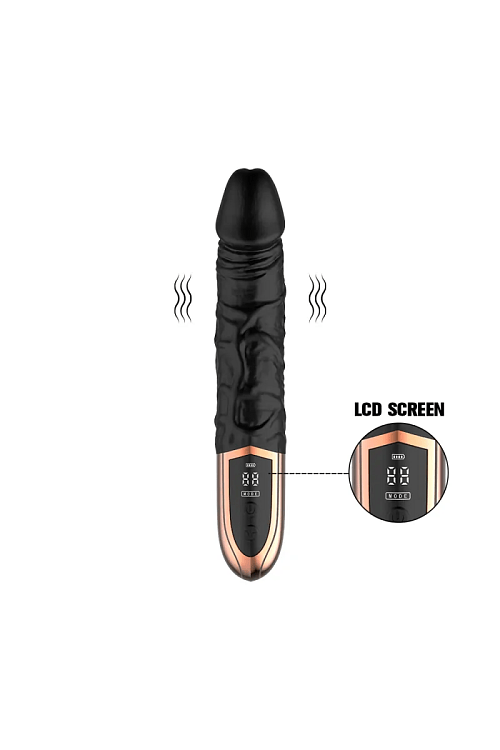 SMD Wet Mess, Realistic Vibrator Dildo 23cm Ρεαλιστικός Δονητής Σιλικόνης με Οθόνη LED, Black