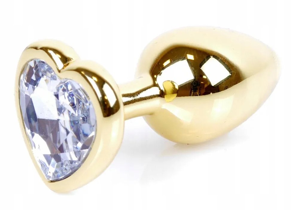 SMD Butt Plug, Πρωκτική Σφήνα S 7cm, Silver / Gold Heart