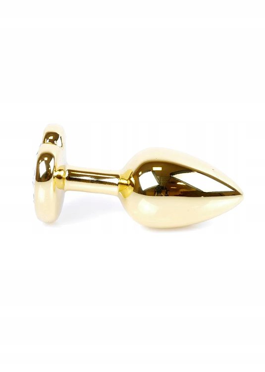 SMD Butt Plug, Πρωκτική Σφήνα S 7cm, Silver / Gold Heart