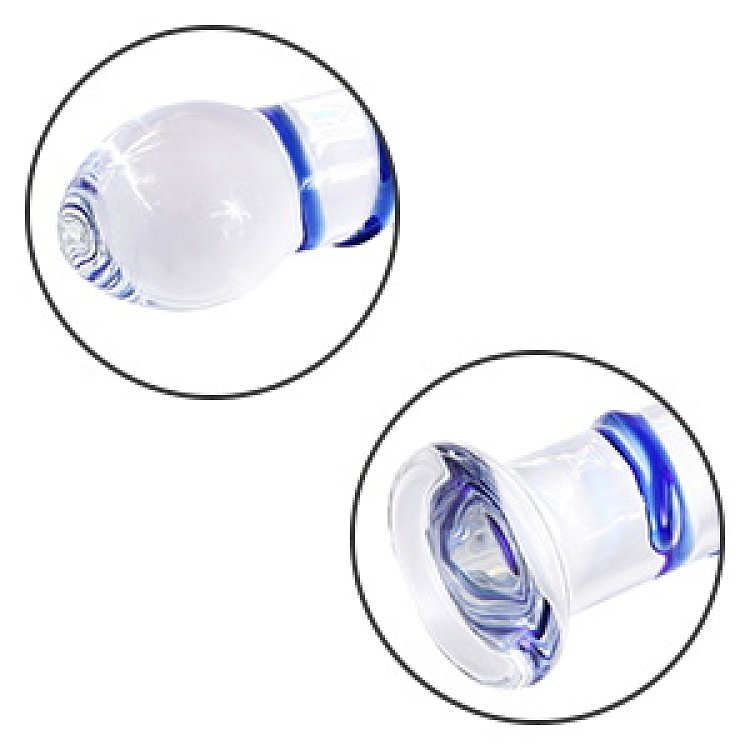 SMD Celestial, Glass Dildo with Blue Raised Spiral Texture & Mushroom Tip 17cm, Clear / Blue